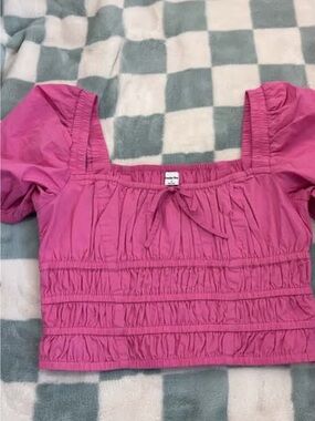 Aritzia Pink Smocked Square-Neck Crop Top -  Women